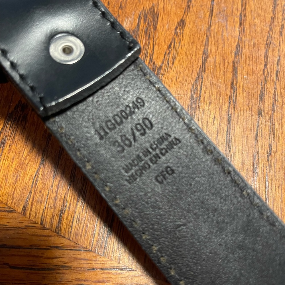 Dickies Black Leather Belt Men’s Silver Buckle Size 36 - Picture 3 of 5